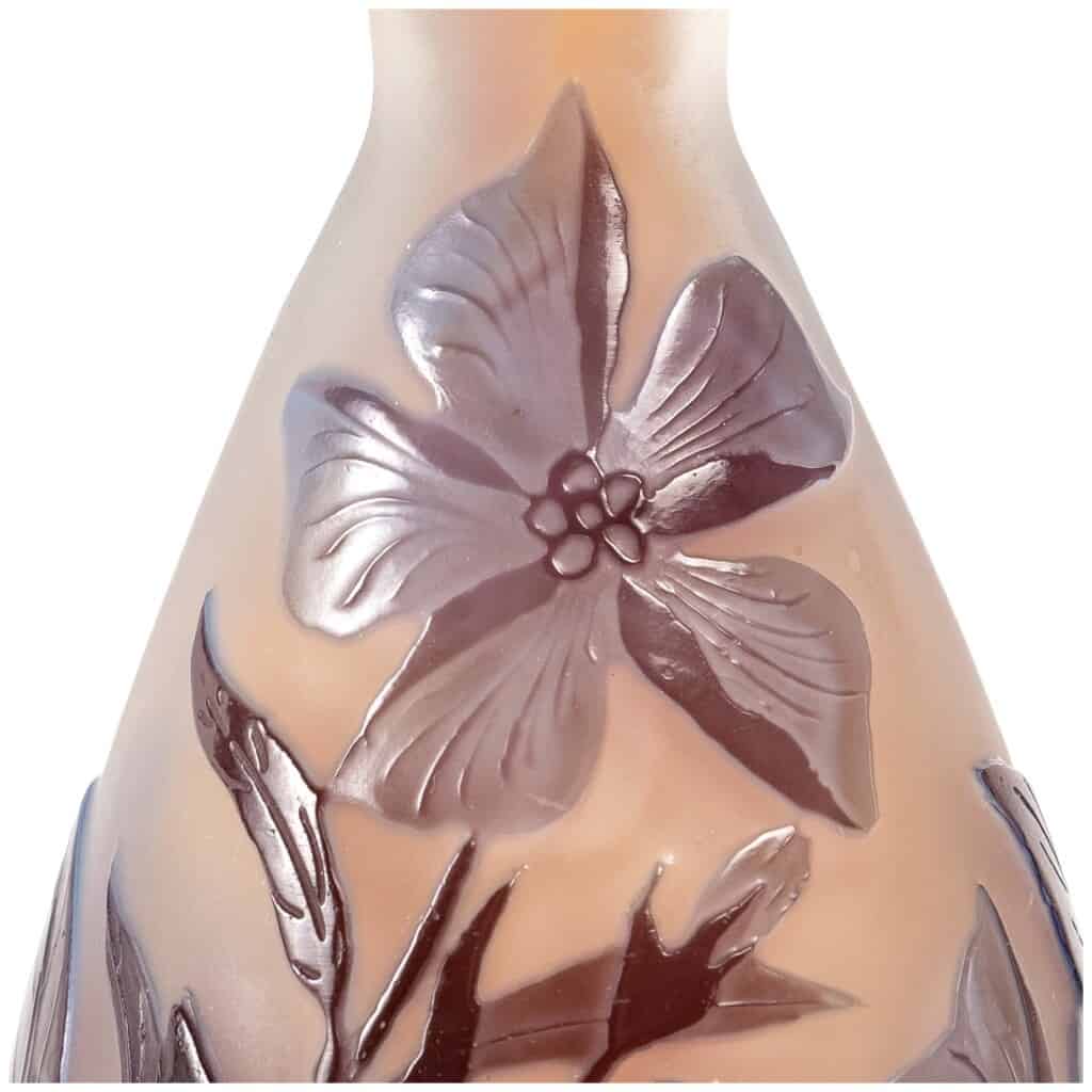 Emile Gallé – Vase « Fleurs Violettes » Verre Multicouche Dégagé à l’Acide 5