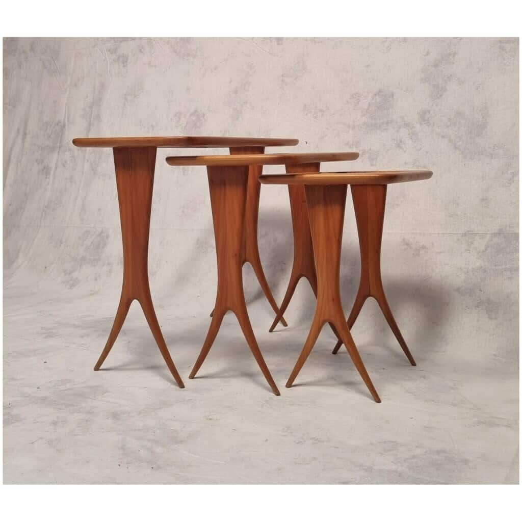 Suite of Nesting Tables by Raphaël Raffel – Cherry – Ca 1955 8