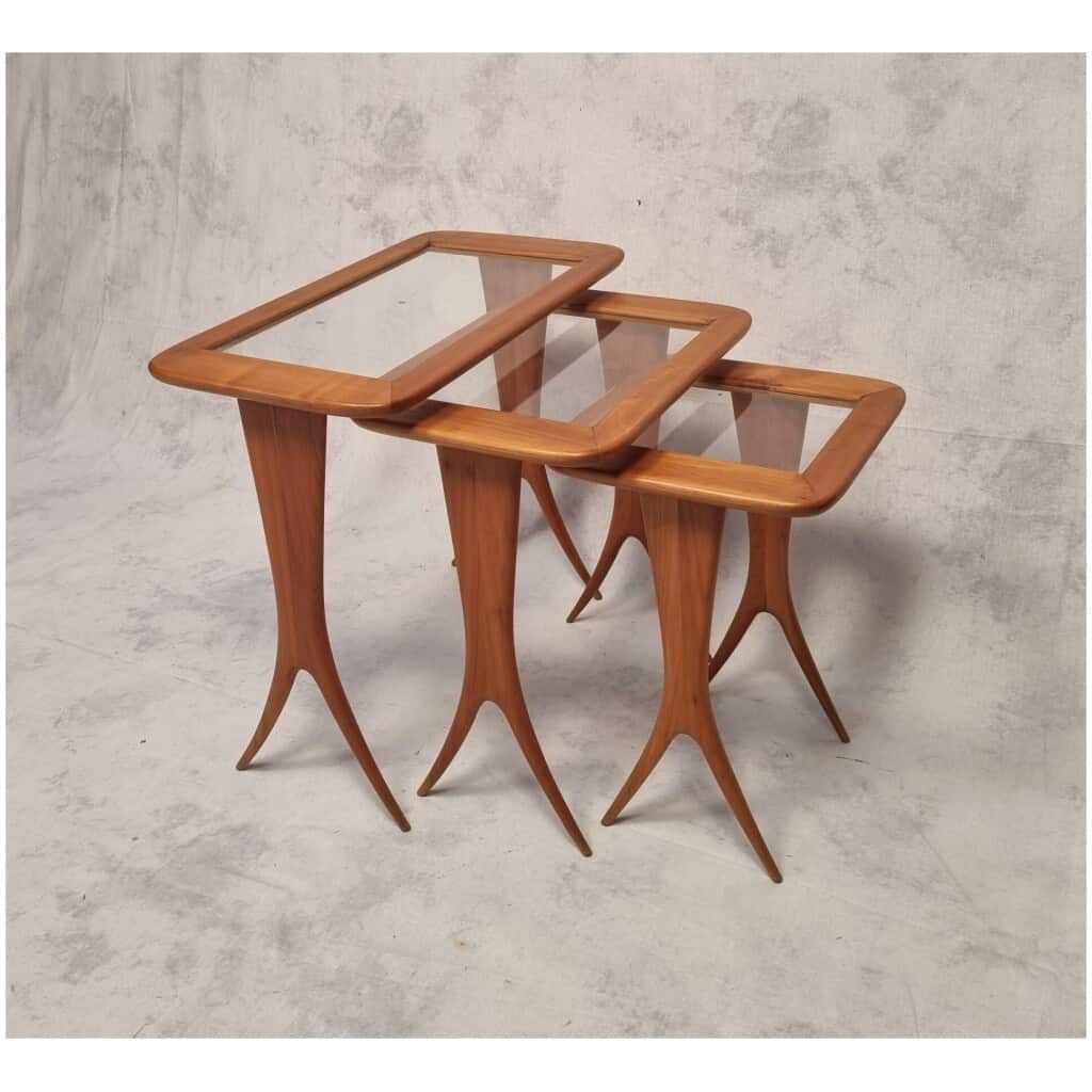 Suite de Tables Gigognes de Raphaël Raffel – Merisier – Ca 1955 7