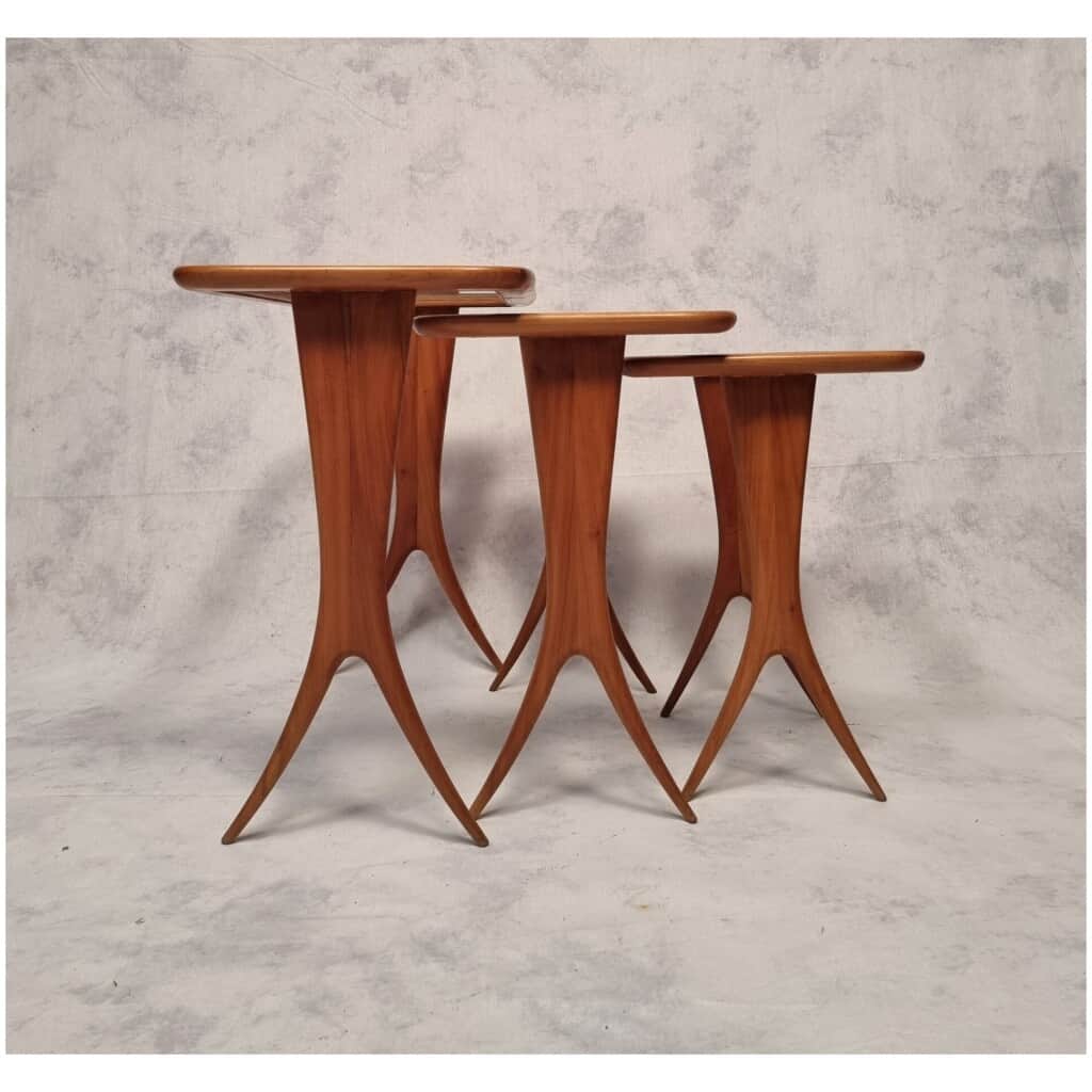 Suite of Nesting Tables by Raphaël Raffel – Cherry – Ca 1955 10