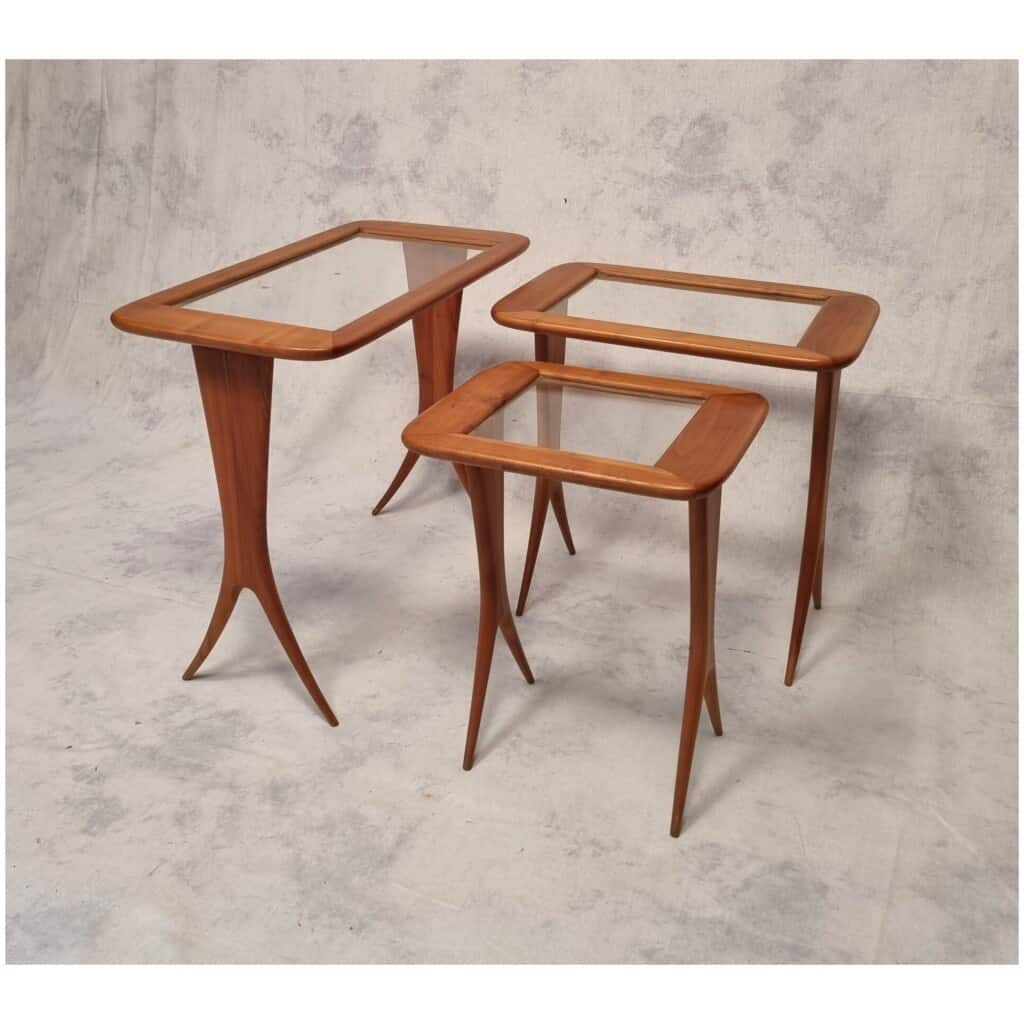 Suite de Tables Gigognes de Raphaël Raffel – Merisier – Ca 1955 5