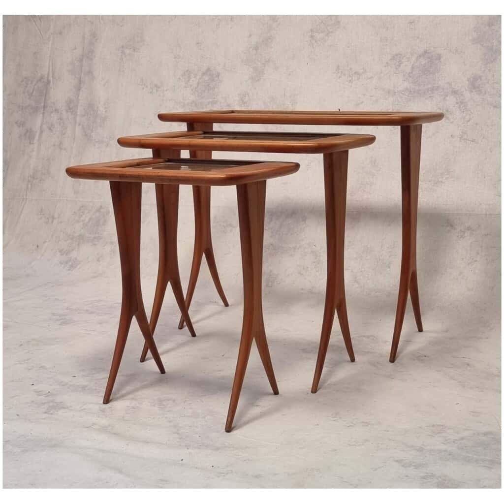 Suite de Tables Gigognes de Raphaël Raffel – Merisier – Ca 1955 4