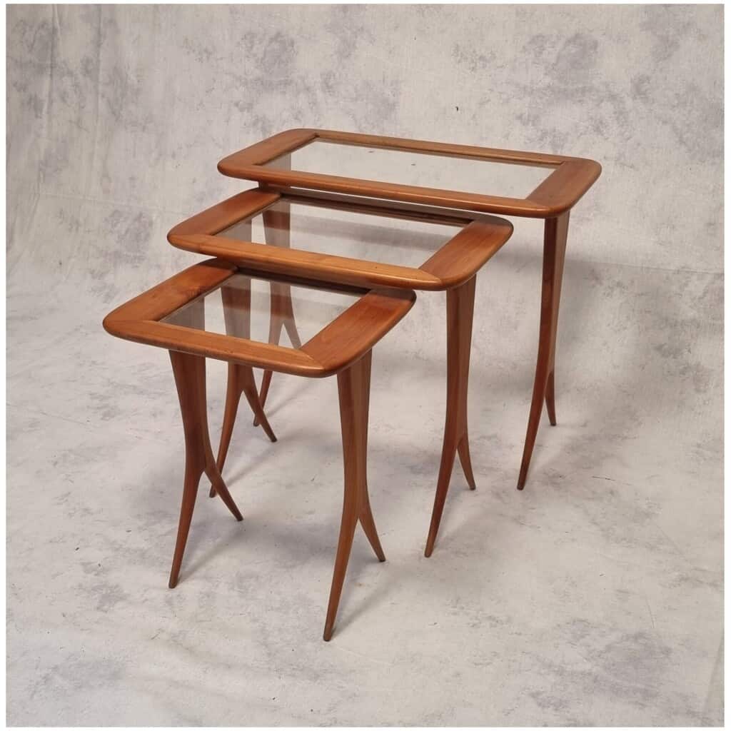 Suite of Nesting Tables by Raphaël Raffel – Cherry – Ca 1955 3