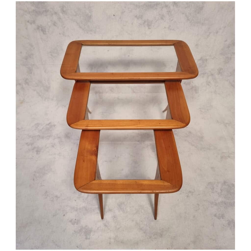 Suite of Nesting Tables by Raphaël Raffel – Cherry – Ca 1955 11