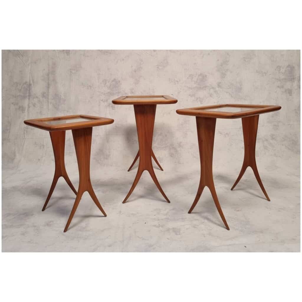 Suite of Nesting Tables by Raphaël Raffel – Cherry – Ca 1955 12