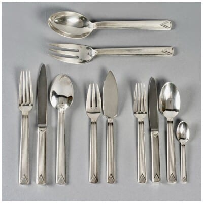 Puiforcat – Ménagère Art-déco Aphea Argent Massif En Coffret – 110 Pièces