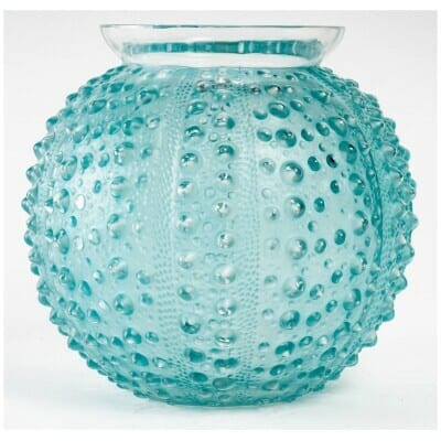 1935 René Lalique – Sea Urchin Vase White Glass with Green Patina