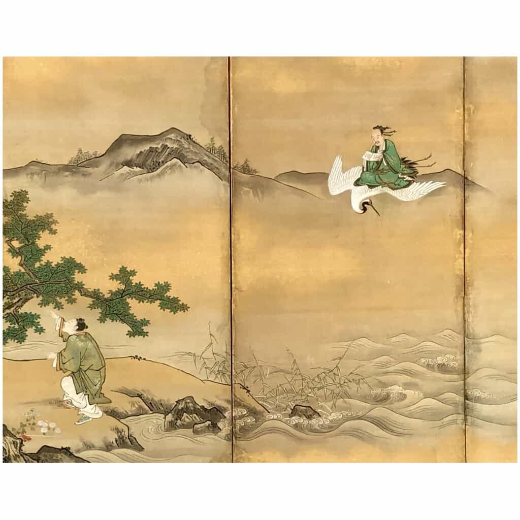 Paravent Japonais à 6 panneaux par Kano Tanshin (1653-1718) 5
