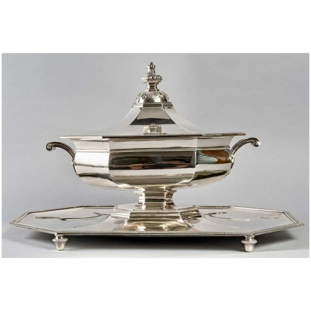 Odiot XIXème – Légumier Soupière Surtout Centre De Table Argent Massif Style Louis XVI 14