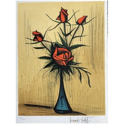 Buffet Bernard Red roses Lithography Colors Justified