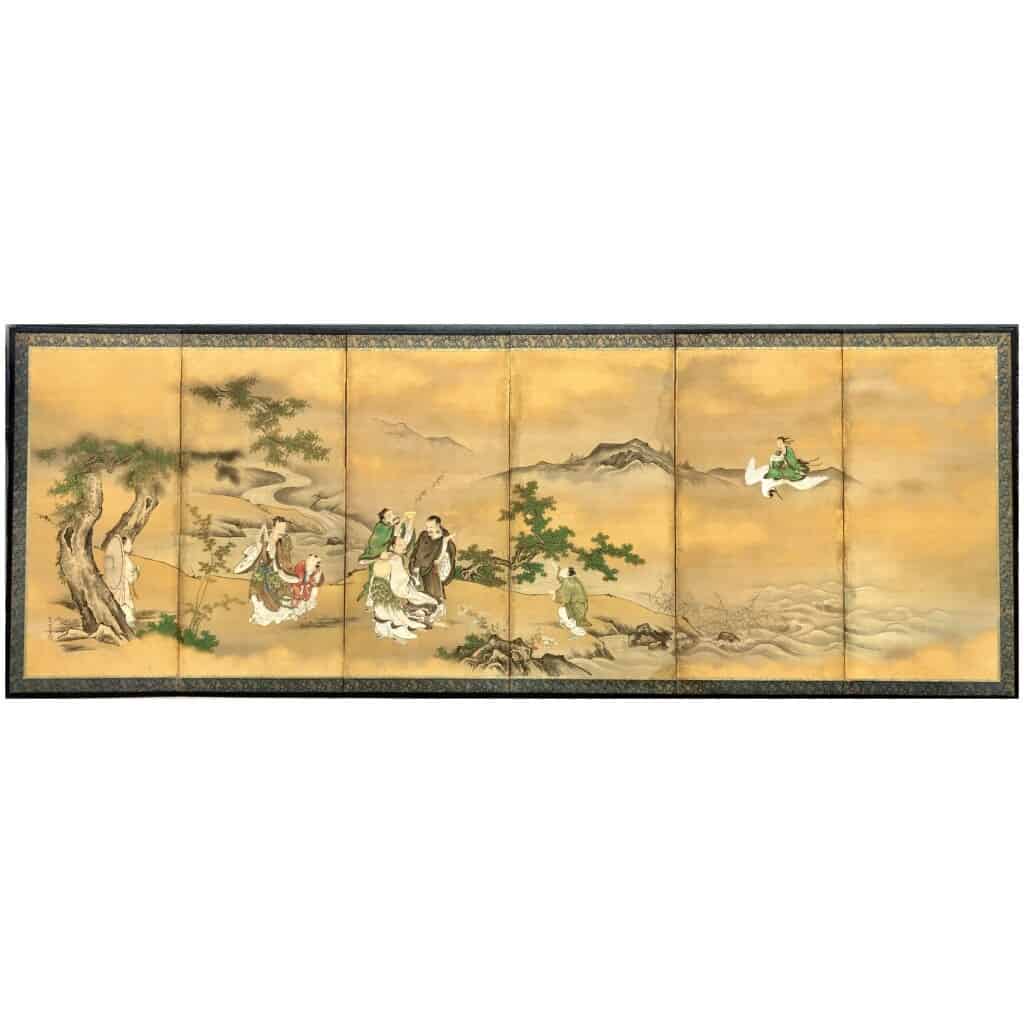 Paravent Japonais à 6 panneaux par Kano Tanshin (1653-1718) 3