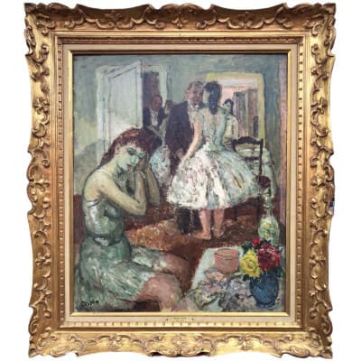 COSSON Marcel Painting Early 20th Ballerinas The Flower Lodge at the Opera Signed Oil Painting