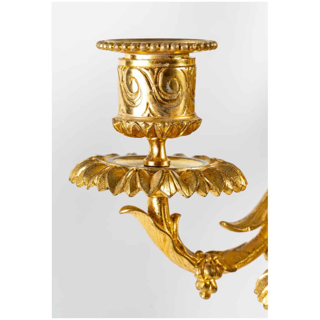 Claude Galle – Paire de candélabres aux Putti en bronze ciselé et doré fin du XVIIIème ou début du XIXème siècle 7