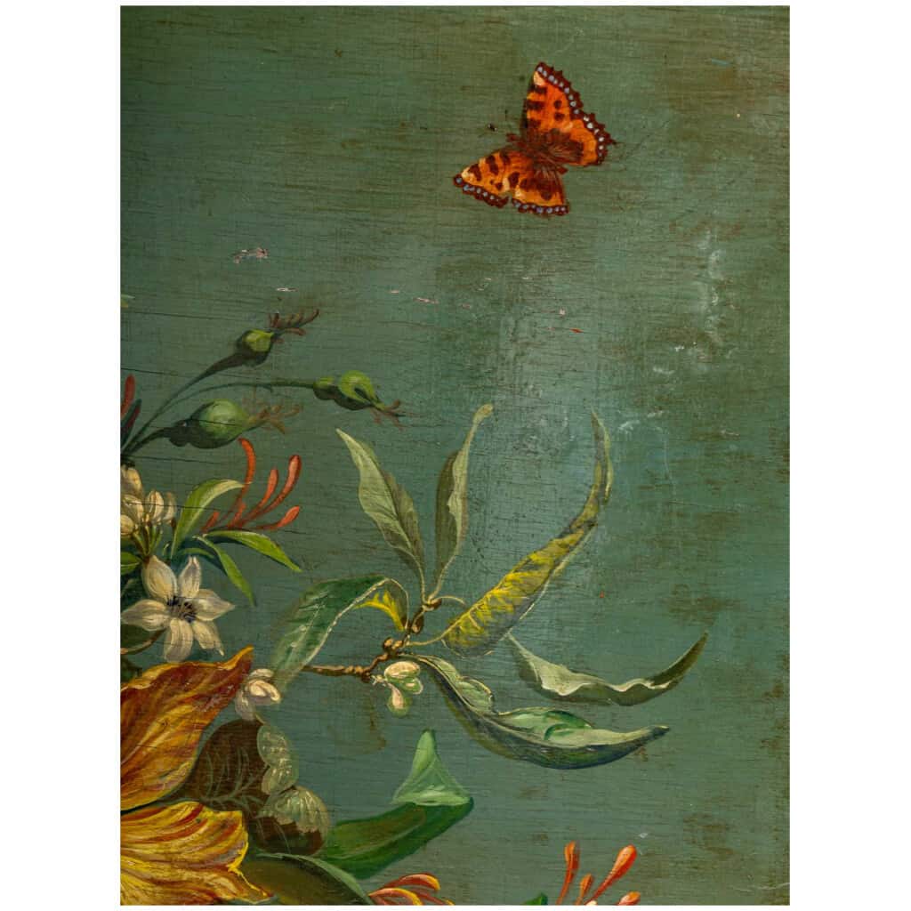 Ecole Romantique Française Bouquet de Fleurs sur un Entablement en Pierre huile sur panneau vers vers 1880-1890 8