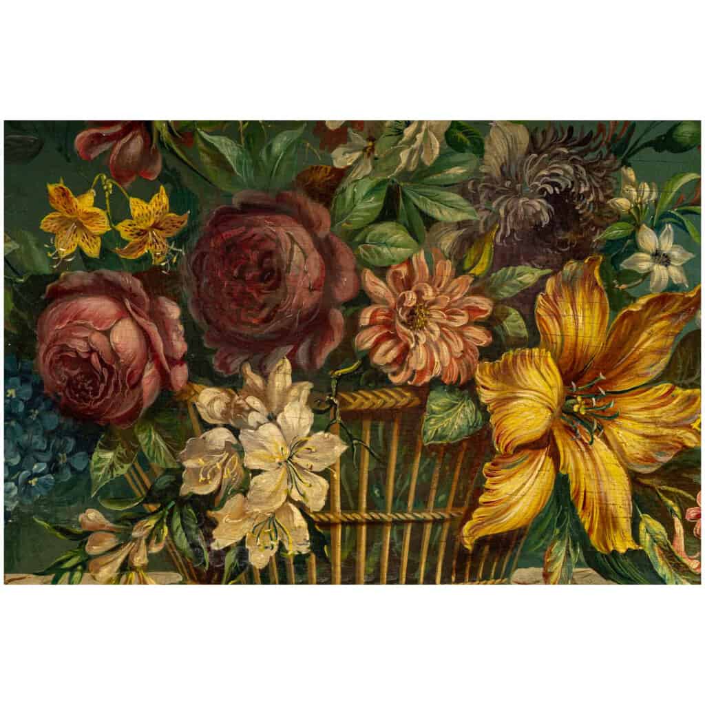 Ecole Romantique Française Bouquet de Fleurs sur un Entablement en Pierre huile sur panneau vers vers 1880-1890 10