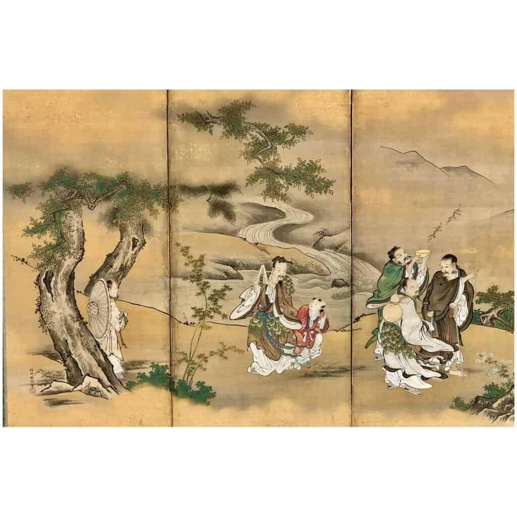 Paravent Japonais à 6 panneaux par Kano Tanshin (1653-1718) 8