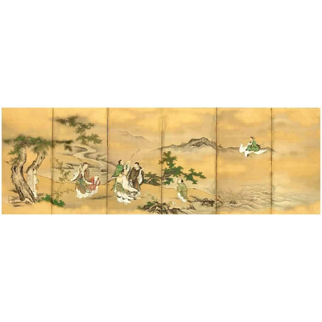 Paravent Japonais à 6 panneaux par Kano Tanshin (1653-1718) 4