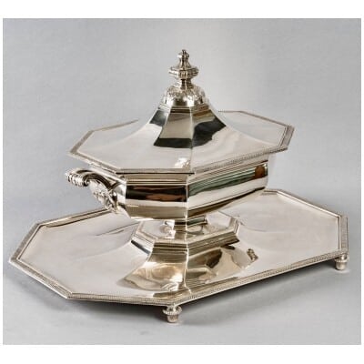 Odiot XIXème – Légumier Soupière Surtout Centre De Table Argent Massif Style Louis XVI