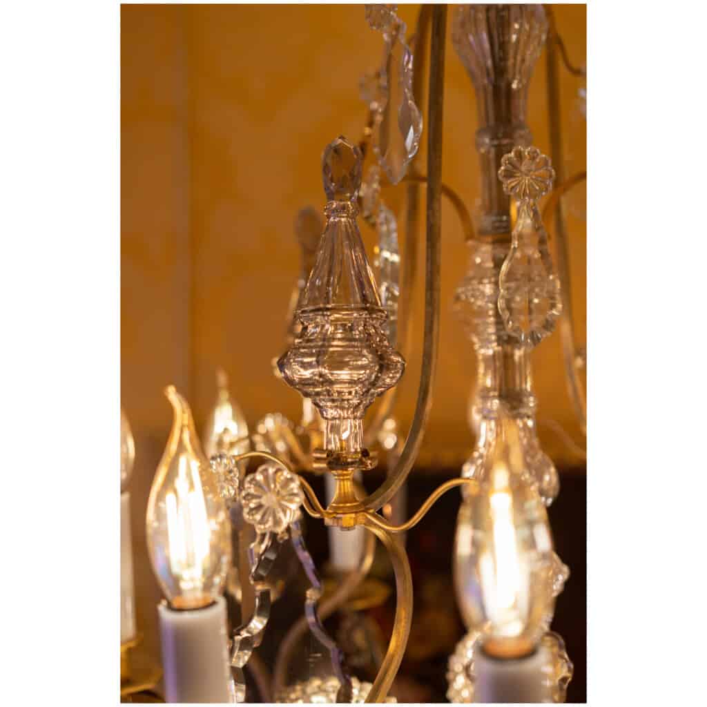 Baccarat – lustre cage de style Louis XV en bronze doré à décor de cristal taillé vers 1890-1900 6