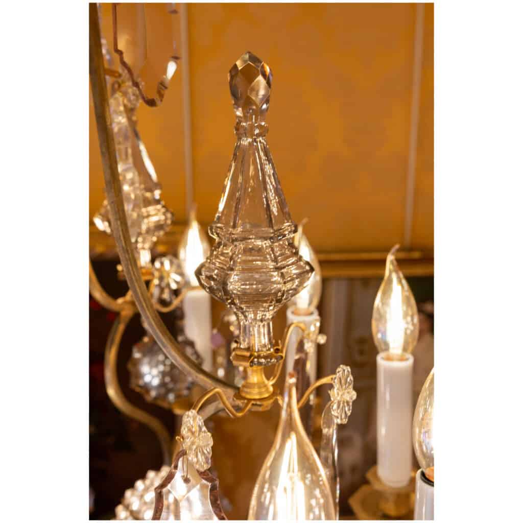 Baccarat – lustre cage de style Louis XV en bronze doré à décor de cristal taillé vers 1890-1900 11