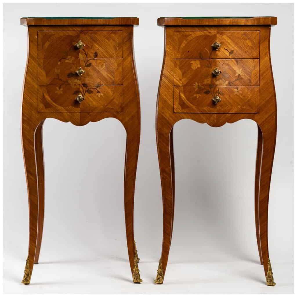 Pair of Louis XV style bedside tables. 4