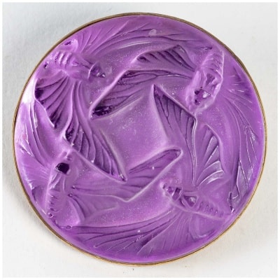 1911 René Lalique – Broche Papillons Verre Blanc Sur Clinquant Violet