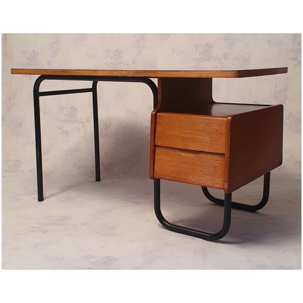 Desk By Robert Charroy For Mobilor - Cité Universitaire Jean Zay d'Antony - Oak - Ca 1955 3