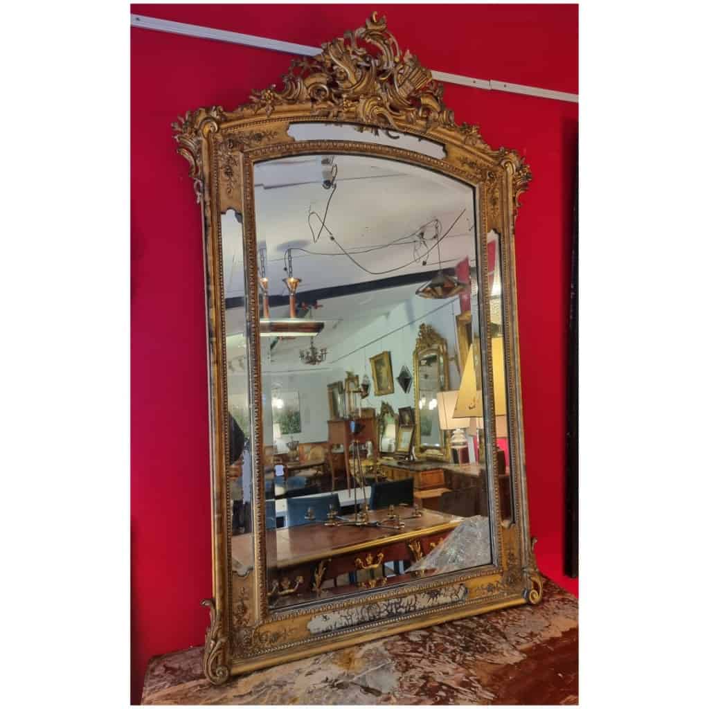 Large Louis Style Mirror XVI Napoleon III period - Golden Wood - 19th 3