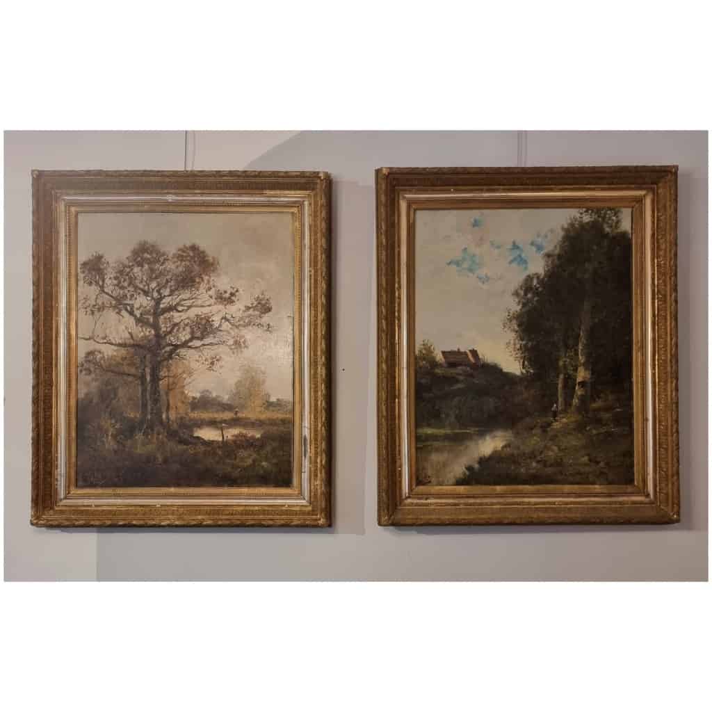 Pair of Large Landscapes - Oils on Canvas - Albert Nolet - 19th 3