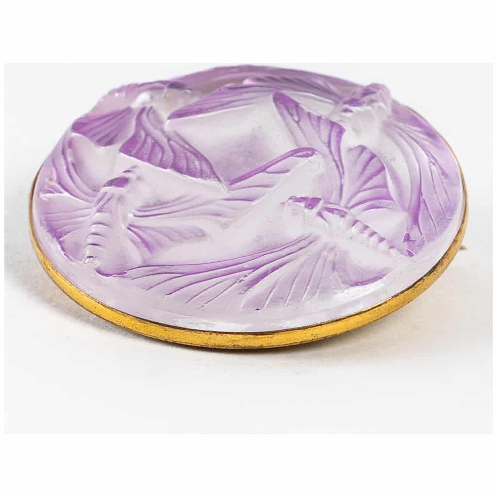 1911 René Lalique – Broche Papillons Verre Blanc Sur Clinquant Violet 4