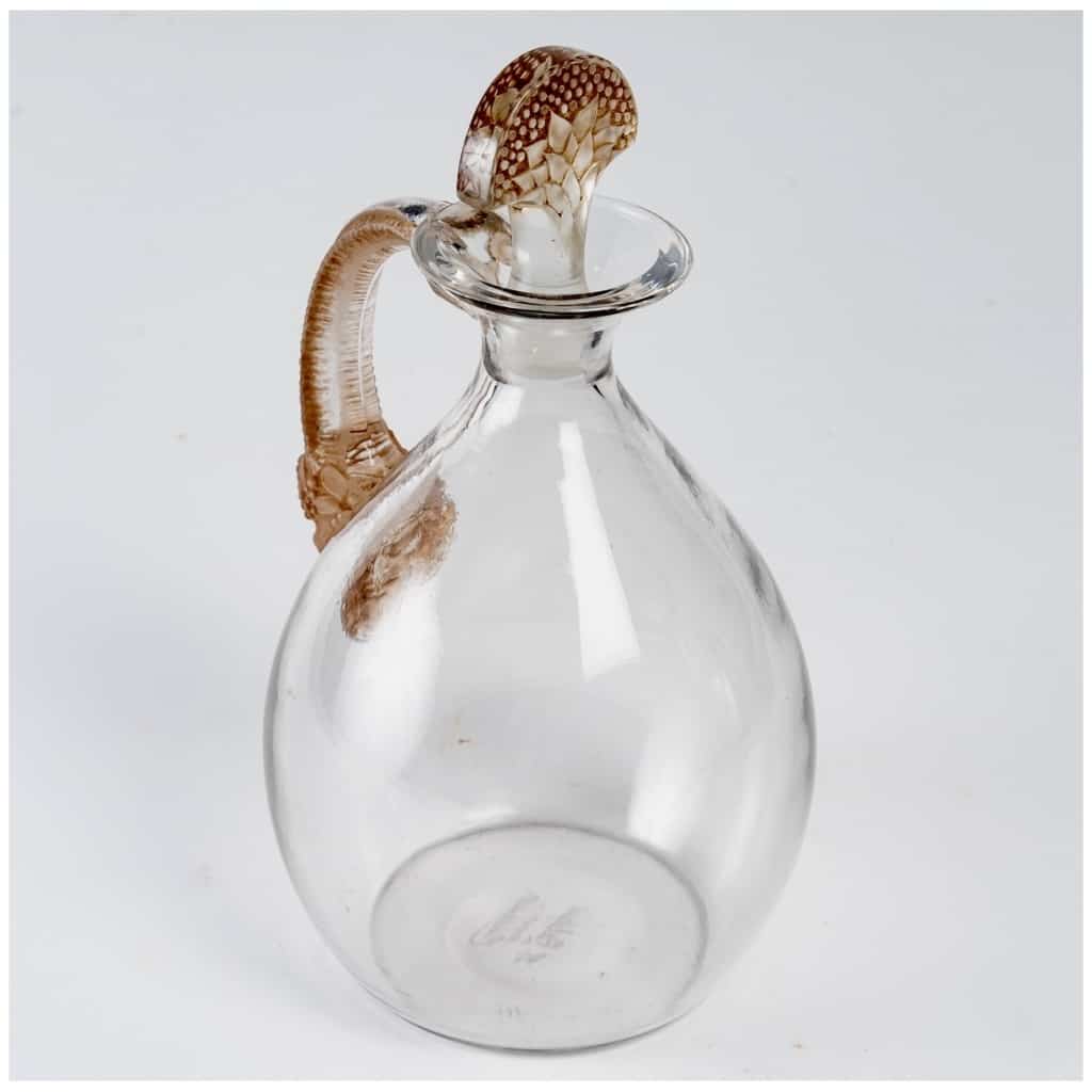 1923 René Lalique – Carafe Satyre Verre Blanc Patiné Sépia Pour Cusenier 3