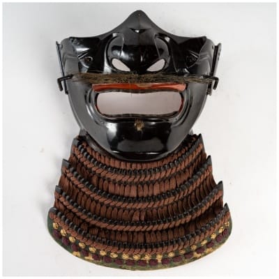 Masque japonais Mempô en fer laqué 19ème siècle