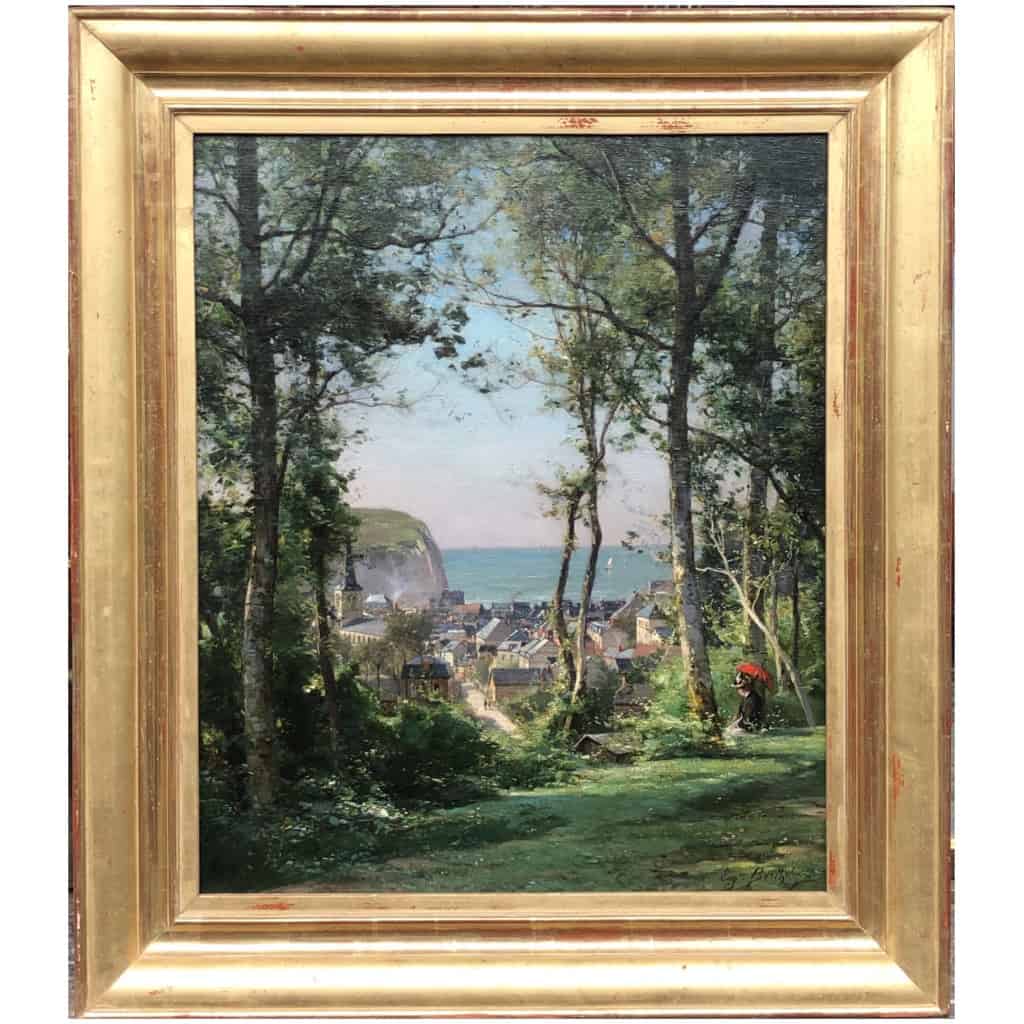 Berthelon Eugène Vue Sur Etretat En 1897 Huile Signée Datée 1897 3