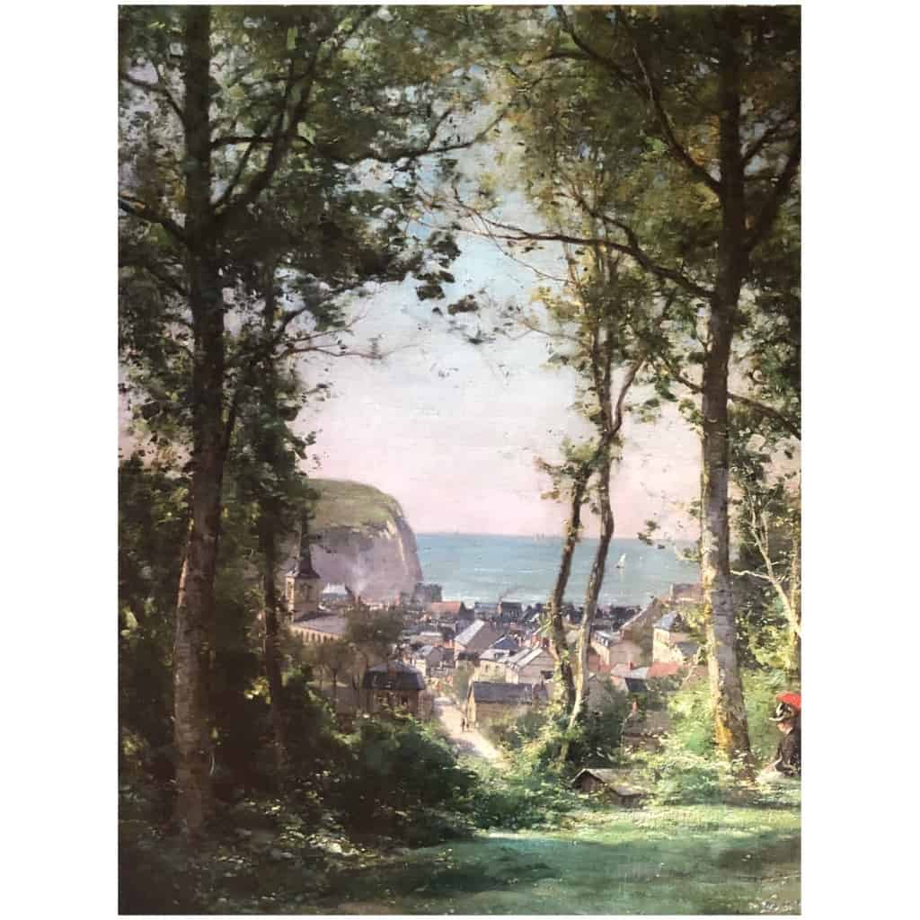 Berthelon Eugène Vue Sur Etretat En 1897 Huile Signée Datée 1897 7