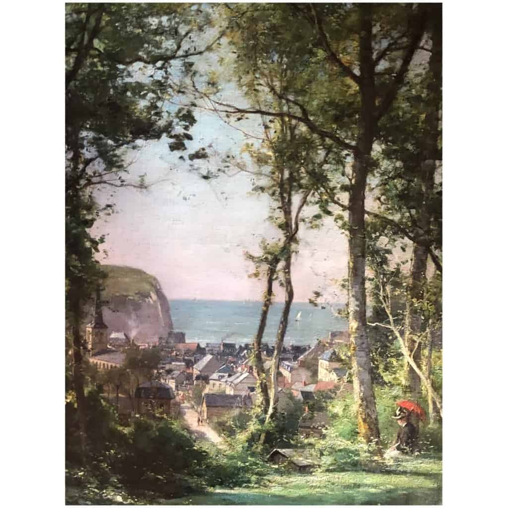 Berthelon Eugène Vue Sur Etretat En 1897 Huile Signée Datée 1897 6