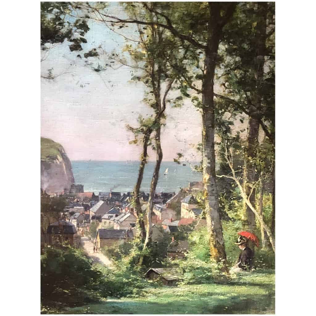 Berthelon Eugène Vue Sur Etretat En 1897 Huile Signée Datée 1897 5