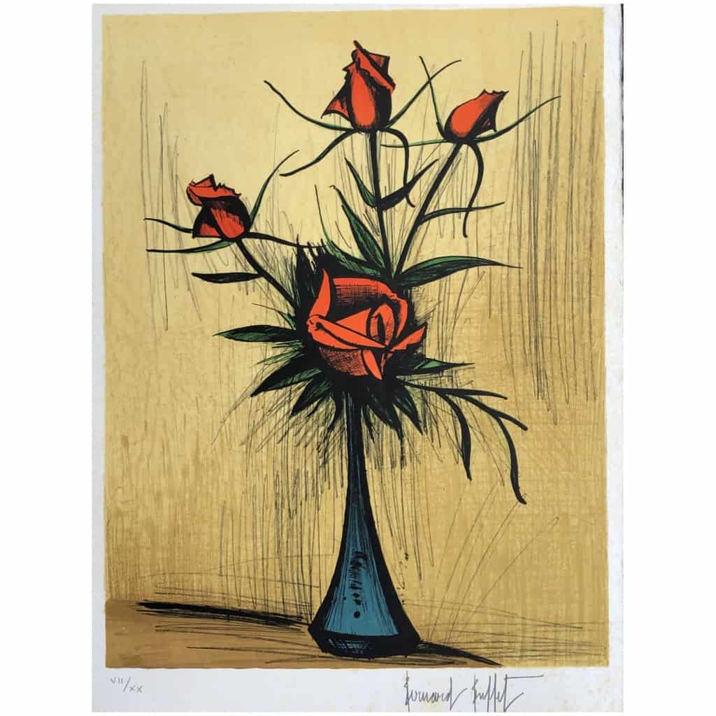 Buffet Bernard The Red Roses Lithograph Colors Justified 6