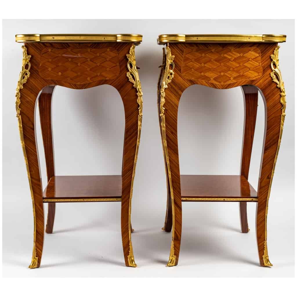 Pair of Louis XV style bedside tables. 4