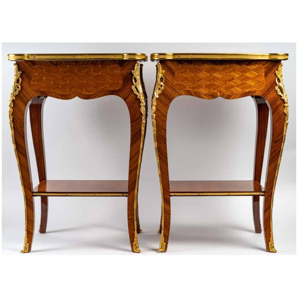 Pair of Louis XV style bedside tables. 5
