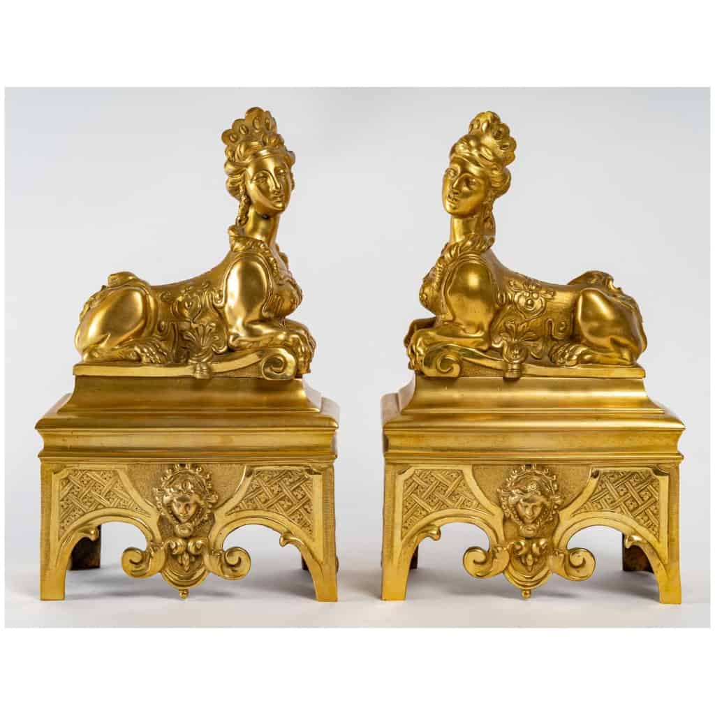 Pair Of Regency Style Andirons. XIXth 3