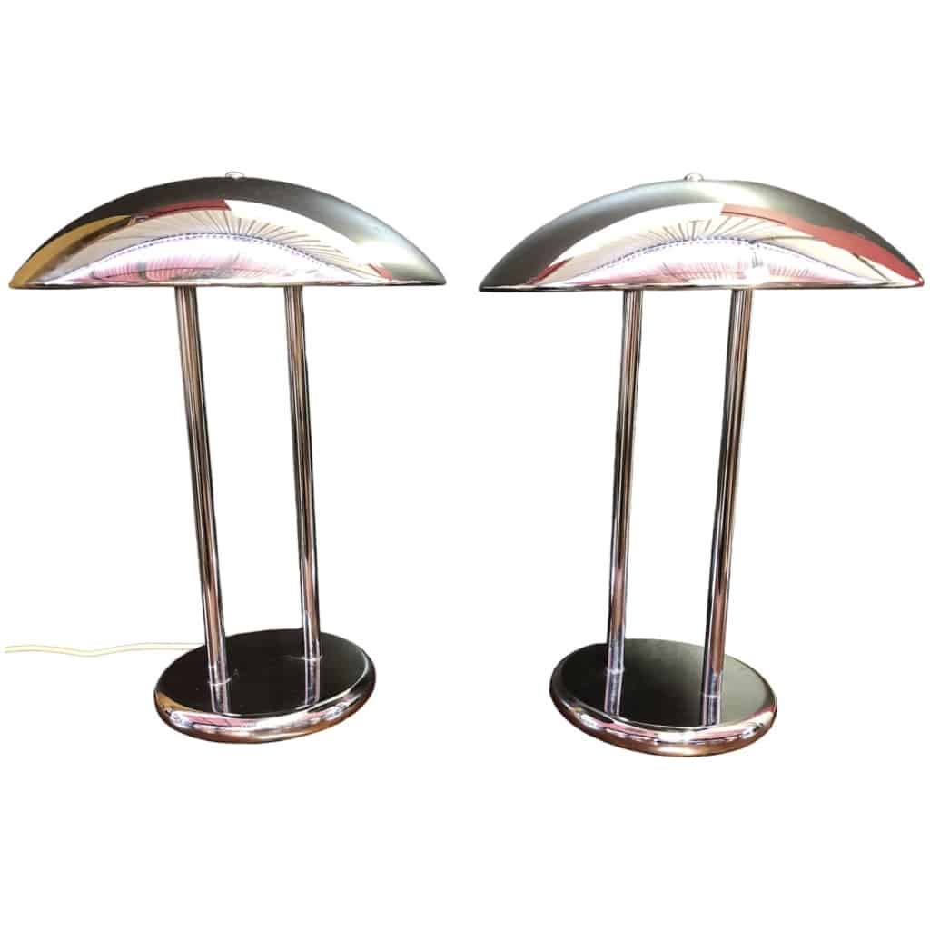 Pair of vintage chrome mushroom lamps by Robert Sonneman, 70s. 4