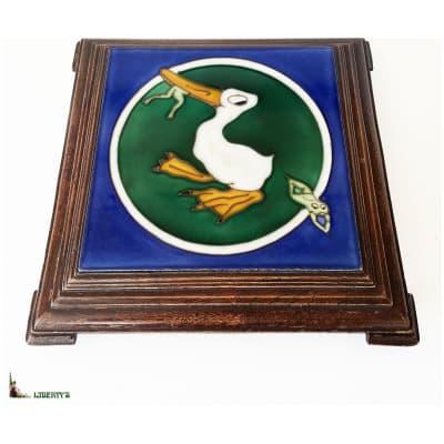 Enamel trivet with duck catching frogs, 29 cm x 29 cm, (Mi. XXth) 3