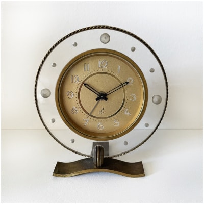 Jaz Torsic crystal and brass alarm clock, top. 12cm, (1950-1951)