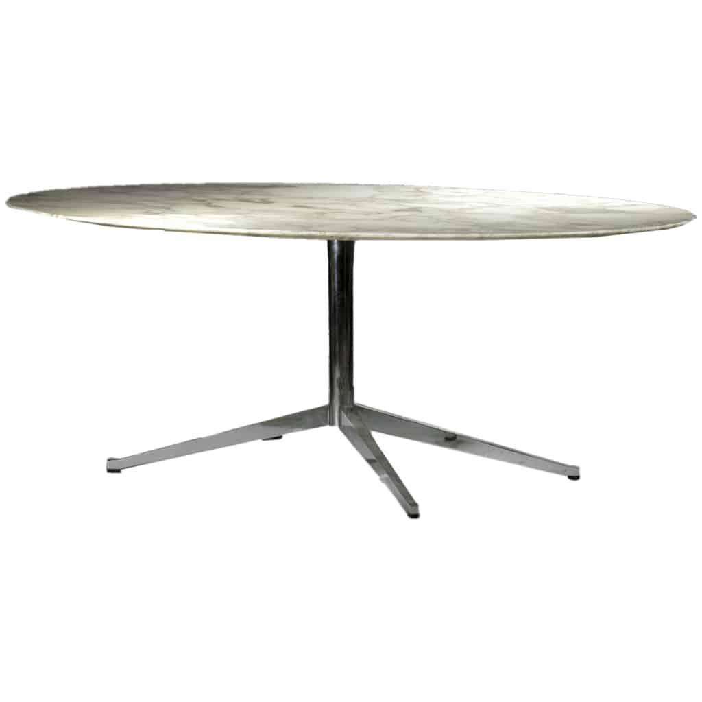 Florence KNOLL (1917-2019) : Table de salle à manger à plateau ovalisé 3