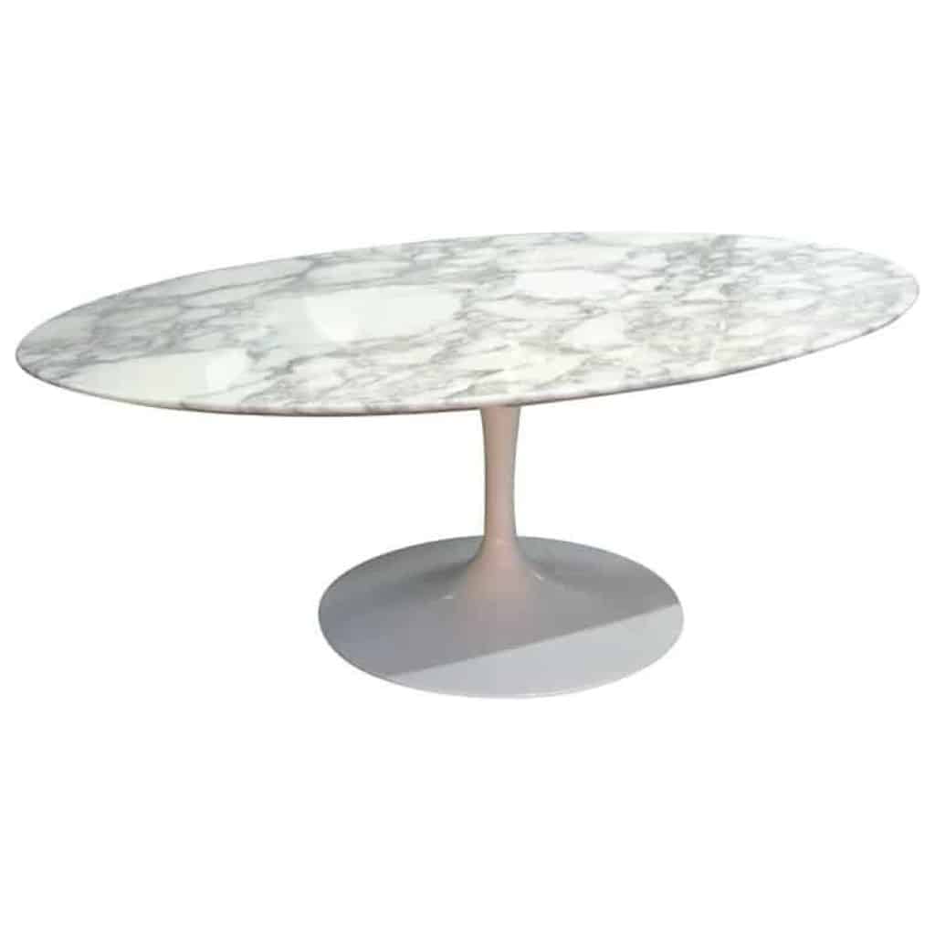 KNOLL & Eero Saarinen Table ovale « TULIP », 198x121cm marbre Calacatta 3