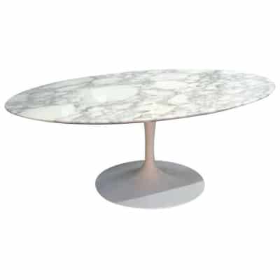KNOLL & Eero Saarinen Table ovale « TULIP », 198x121cm marbre Calacatta