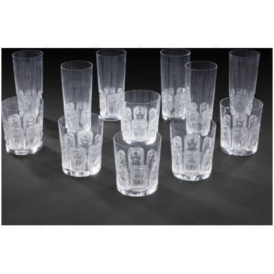 Lalique France: Set of 12 “Khépri” glasses