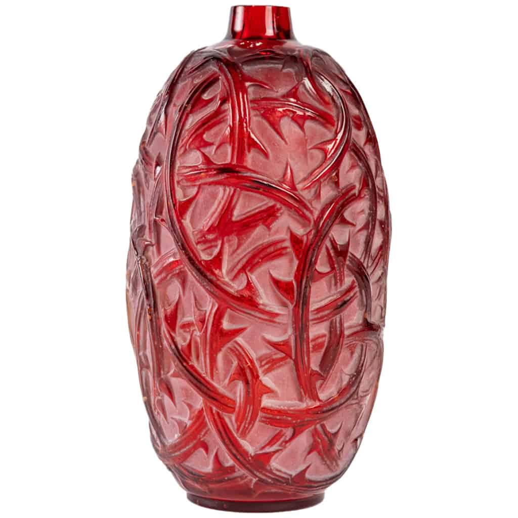 René Lalique : 1921 Vase « Ronce » teinté rouge 3