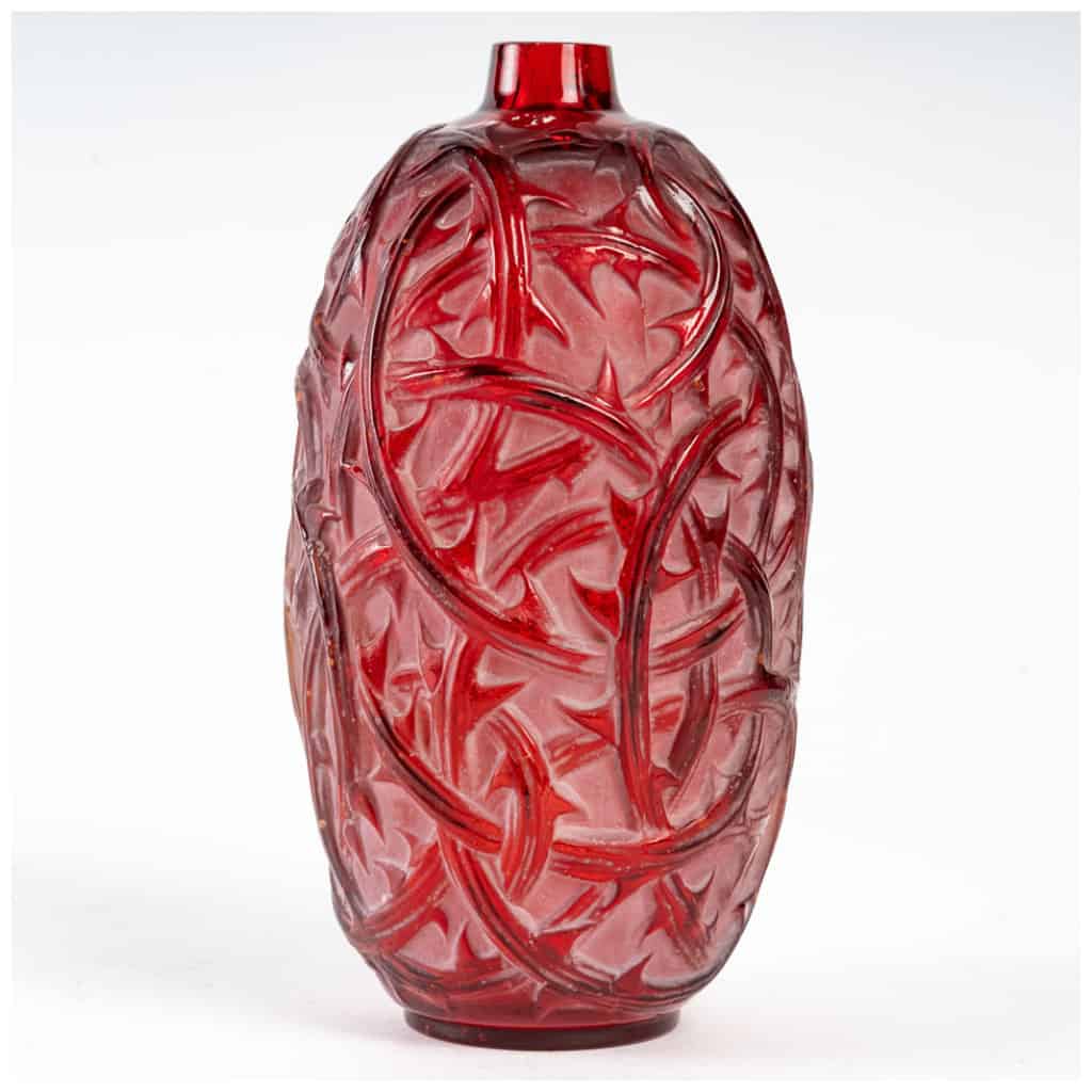 René Lalique: 1921 “Ronce” vase tinted red 5