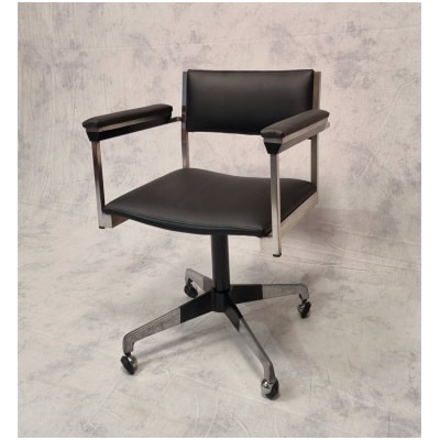 Vintage Modernist Office Armchair – Germany – Chromed Metal – Ca 1960 3